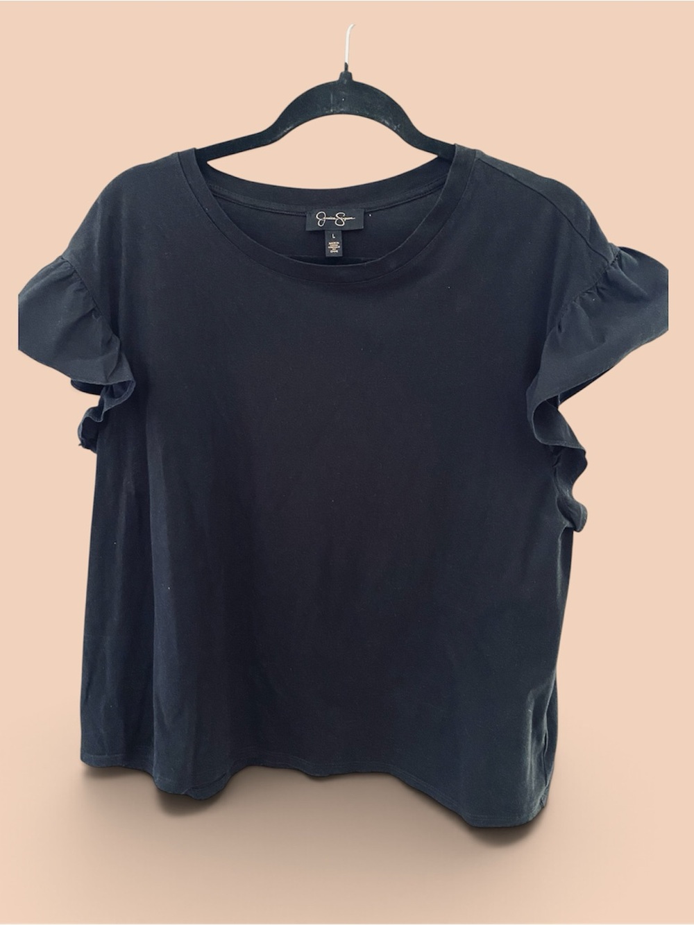 Jessica Simpson Ruffle Sleeve Tee in Black